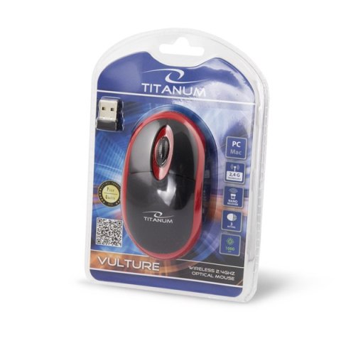 TM116R Mysz bezprzewodowa 2.4GHz 3D optyczna USB Vulture czarno-czerwona