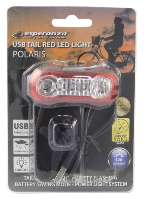EOT021 Esperanza lampka led rowerowa na tył usb polaris