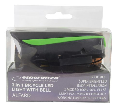 EOT023 Esperanza lampka led rowerowa na przód z dzwonkiem alfard