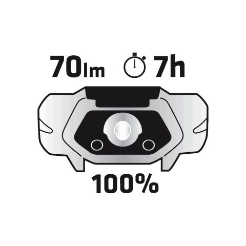 Latarka czołowa 70lum, biały + czerwony, 1 x AA