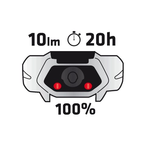 Latarka czołowa 70lum, biały + czerwony, 1 x AA