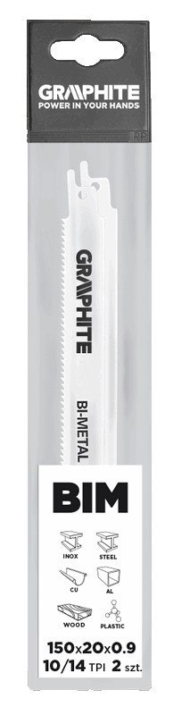 Brzeszczoty bagnetowe 150 x 20 x 0.9 mm, 10/14 TPI, kpl. 2 szt.