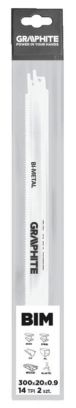 Brzeszczoty bagnetowe 300 x 20 x 0.9 mm, 14 TPI, kpl. 2 szt.