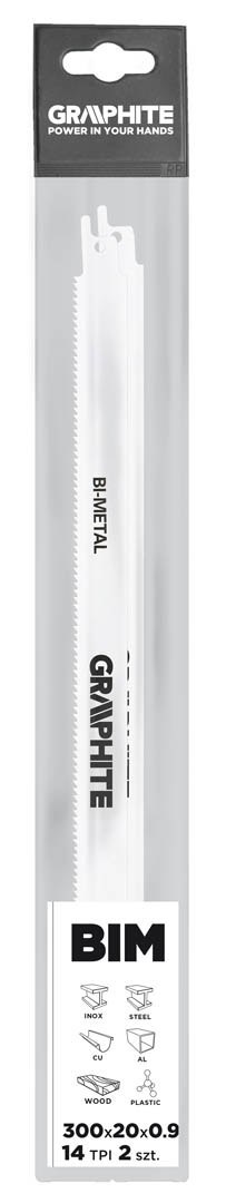 Brzeszczoty bagnetowe 300 x 20 x 0.9 mm, 14 TPI, kpl. 2 szt.