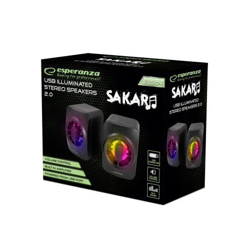 EGS104 Esperanza głośniki 2.0 usb led rainbow sakara