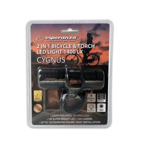EOT056 Esperanza lampka led rowerowa na przód 2w1 cygnus