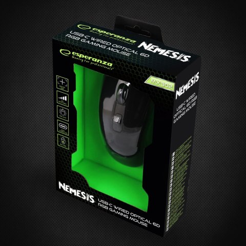 EGM302 Esperanza mysz przewod. gaming led rgb 6d opt. usb-c nemesis