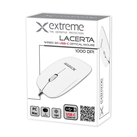 XM111W Extreme mysz przewod. 3d opt. usb-c lacerta biała