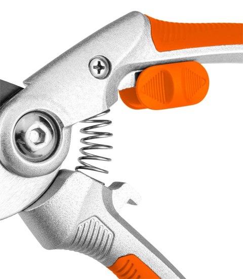 Sekator kowadełkowy 210 mm, zakres do 20 mm, aluminiowy, uchwyt pokryty gumą TPR