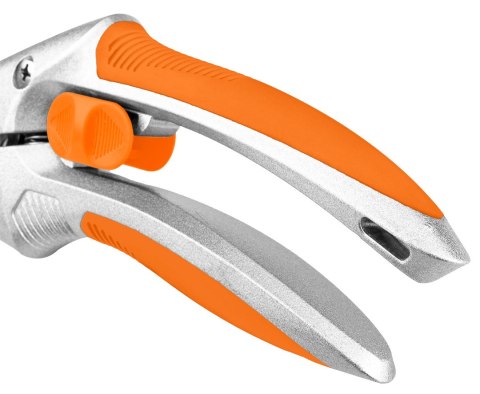 Sekator kowadełkowy 210 mm, zakres do 20 mm, aluminiowy, uchwyt pokryty gumą TPR