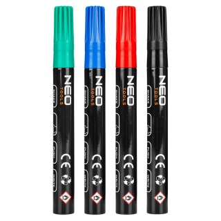 Marker budowlany gruby, 4 kolory, permanentny, wodoodporny, lakierowy, aluminiowy, 4 szt.