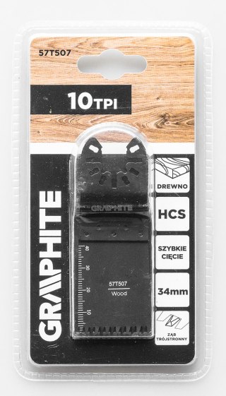 Brzeszczot do urządzenia wielofunkcyjnego, do cięcia wgłębnego, 10TPI, HCS, 34 mm