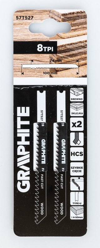 Brzeszczot do wyrzynarki, 8 TPI, HCS, uchwyt typu U, 2 szt., zgrubne cięcie