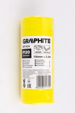 Papier ścierny żółty w rolce 2,5 m x 115 mm, P120