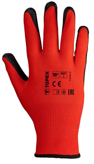 Rękawice robocze, poliester pokryty nitrylem (smooth), kat.1, rozmiar 10