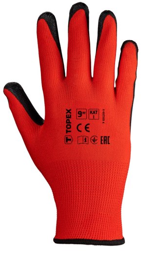 Rękawice robocze, poliester pokryty nitrylem (smooth), kat.1, rozmiar 9