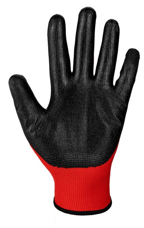 Rękawice robocze, poliester pokryty nitrylem (smooth), kat.1, rozmiar 9