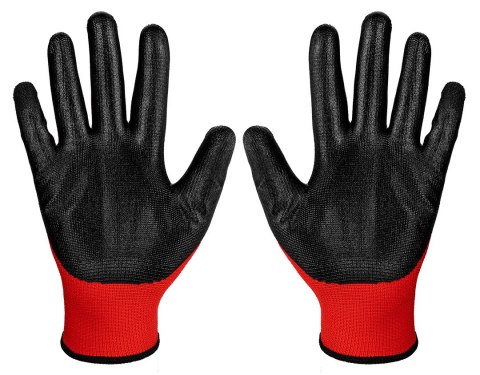 Rękawice robocze, poliester pokryty nitrylem (smooth), kat.1, rozmiar 9