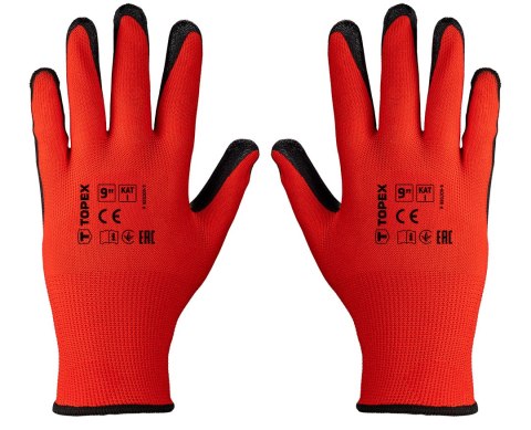 Rękawice robocze, poliester pokryty nitrylem (smooth), kat.1, rozmiar 9