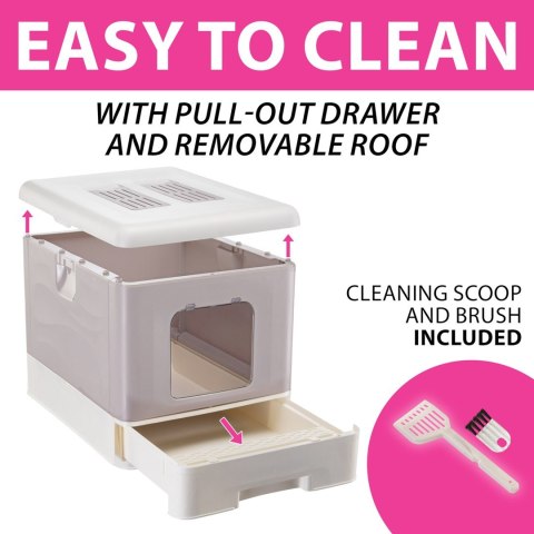 FERPLAST SAHARA TOILET GREY PINK kuweta dla kota