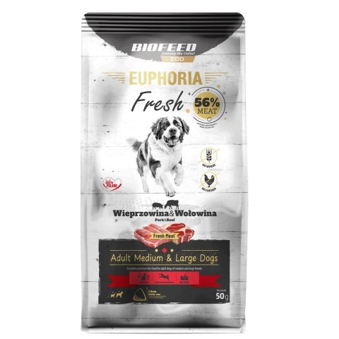 BIOFEED Euphoria fresh meat Adult Wieprz/Wołow M/L 50gr