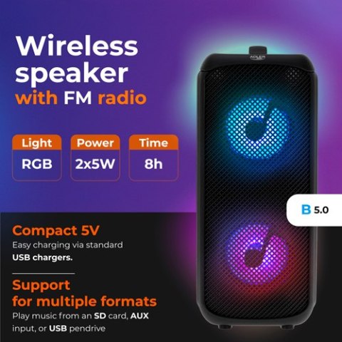 AD 1903 Głośnik bluetooth z radiem / funkcja karaoke