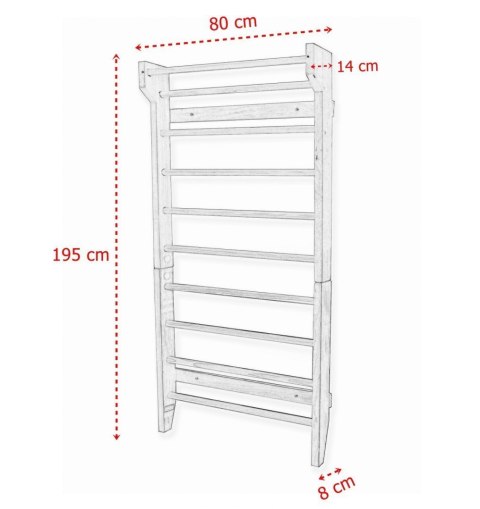 Drabinka gimnastyczna do rehabilitacji 195cm drewniana