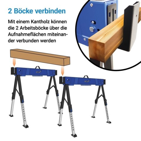 Kozioł roboczy składany regulowany 600 kg 62-87 cm zestaw 2 szt.