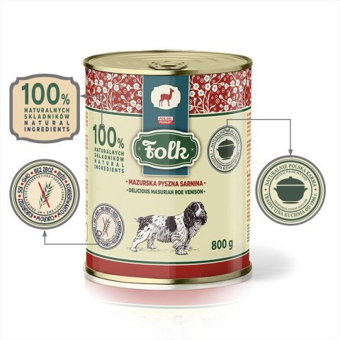 FOLK Mazurska pyszna sarnina mokra karma dla psów 800g