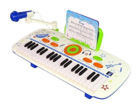 ND24_10972 Elektryczne Pianino Keyboard Dla Dzieci Niebieski Nuty USB MP3 5905515350167