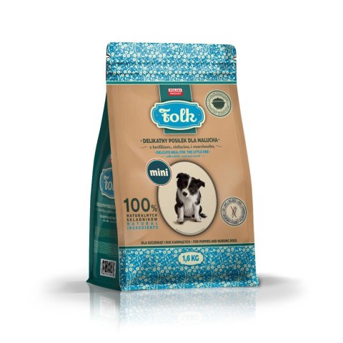 FOLK Delikatny posiłek dla malucha z królikiem, cielęciną i marchewką Mini 1.6kg