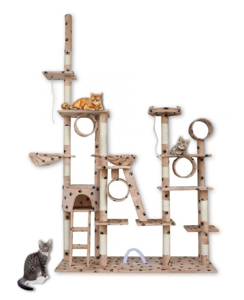 DRAPAK DLA KOTA XXL DUŻY 255cm WIEŻA HAMAK TUBA DOMEK BEŻOWY W ŁAPKI