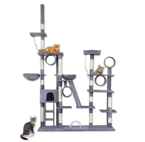 DRAPAK DLA KOTA XXL DUŻY 255cm WIEŻA HAMAK TUBA DOMEK LEGOWISKO JASNY SZARY