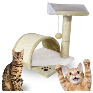 DRAPAK DLA KOTA MAŁY LEGOWISKO SŁUPEK BUDKA HAMAK BEŻOWY 43 CM