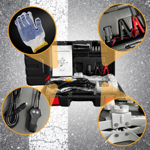 Elektryczny podnośnik samochodowy 2T 12V z pilotem wys. 12-35cm lekki 4.3kg