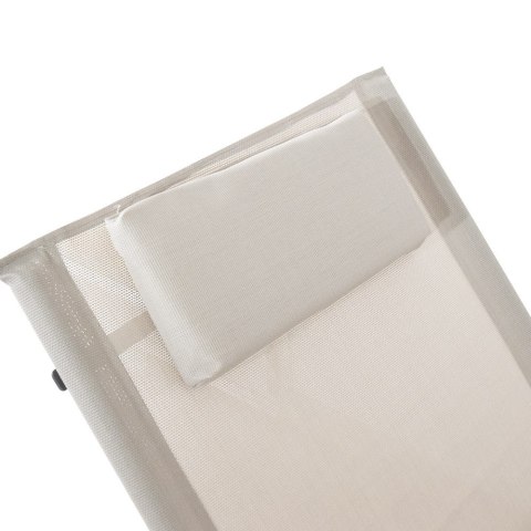 Leżak OGRODOWY bujany DESIGNERSKI beżowy textilene 150 kg elegancki na lata