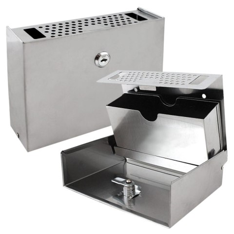 Popielniczka zewnętrzna ścienna stal nierdzewna zamykana kompaktowa srebrna