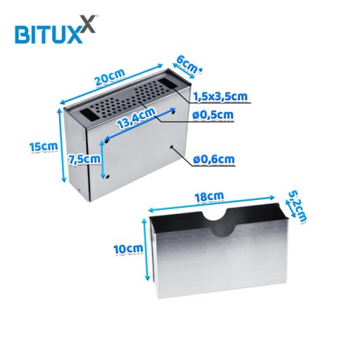 Popielniczka zewnętrzna ścienna stal nierdzewna zamykana kompaktowa srebrna