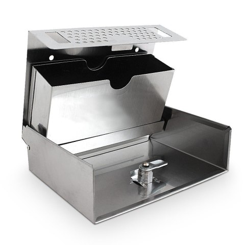 Popielniczka zewnętrzna ścienna stal nierdzewna zamykana kompaktowa srebrna