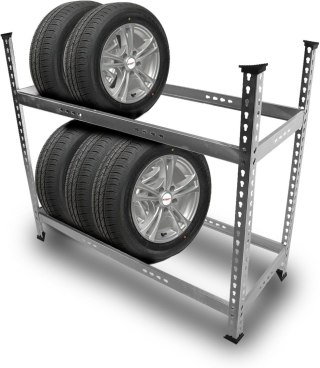 Regał metalowy na opony 8 kół 150 kg czarny lekki bez narzędzi
