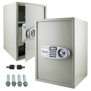 Sejf elektroniczny 52cm jasnoszary domowy zamek szyfrowy klucz awaryjny