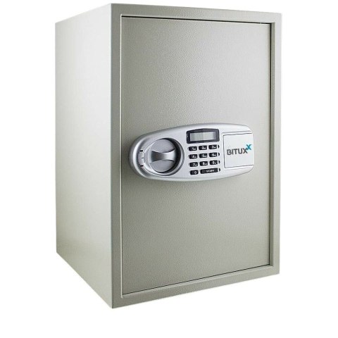 Sejf elektroniczny 52cm jasnoszary domowy zamek szyfrowy klucz awaryjny