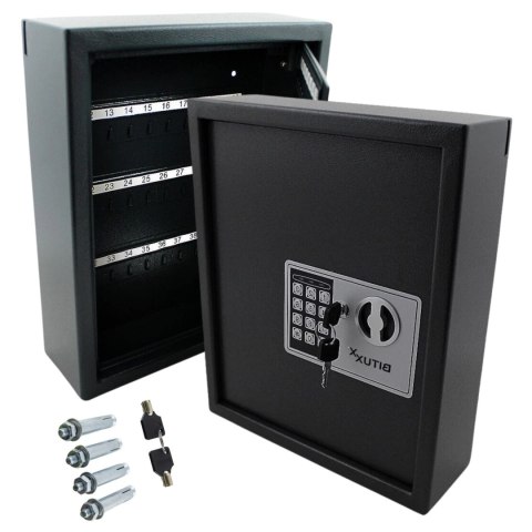 Sejf na klucze 48 haczyzków elektroniczny zamek kodowy solidny czarny