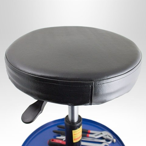 Stołek warsztatowy obrotowy z regulacją wysokości 40 50 cm pojemnik 135 kg