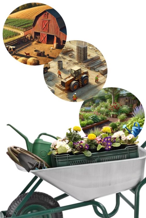 Taczka ogrodowa budowlana 100L 250kg stalowa koło pompowane wygodne uchwyty