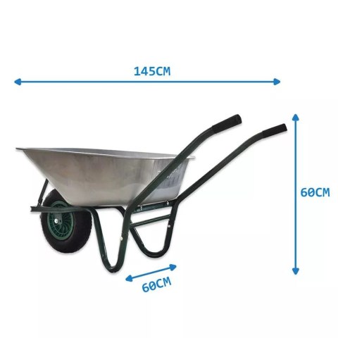 Taczka ogrodowa budowlana 100L 250kg stalowa koło pompowane wygodne uchwyty