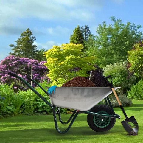 Taczka ogrodowa budowlana 100L 250kg stalowa koło pompowane wygodne uchwyty