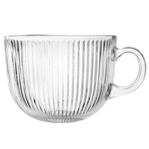 Szklanka XXL z Uchem Ryflowana Duża do Kawy i Herbaty 500 ml ORION
