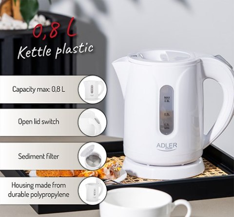 AD 1371 white Czajnik plastikowy 0,8 l
