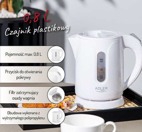 AD 1371 white Czajnik plastikowy 0,8 l
